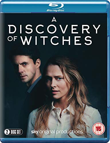 "A Discovery of Witches" Blu-ray case with man and woman on dark background.