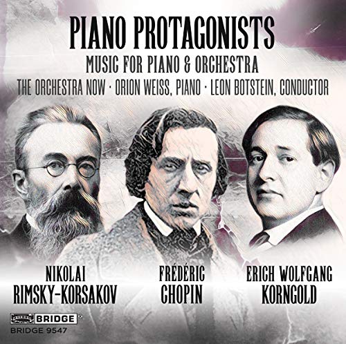 CD cover featuring portraits of Rimsky-Korsakov, Chopin, and Korngold.