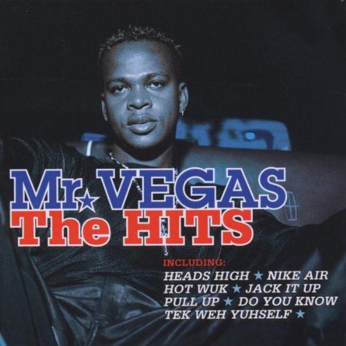 "Album cover with a man in a leather jacket, titled 'Mr. Vegas - The Hits'."