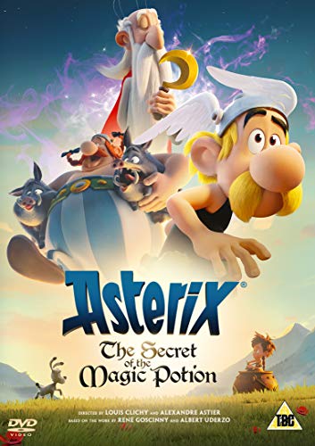 Asterix, Obelix, and Getafix on the DVD cover for The Secret of the Magic Potion.