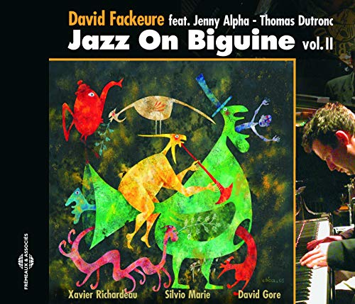 CD cover: colorful, abstract painting of bird-like creatures and a musician.