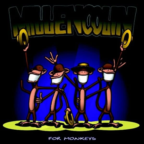 CD cover for Millencolin’s “For Monkeys” featuring cartoon monkeys performing.