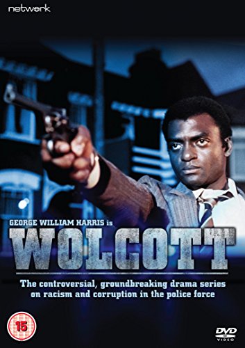 DVD cover for “Wolcott” featuring a man holding a gun, 1970s style.