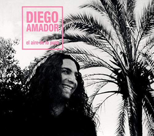 Black and white album cover with a smiling man and palm trees, pink text overlay.