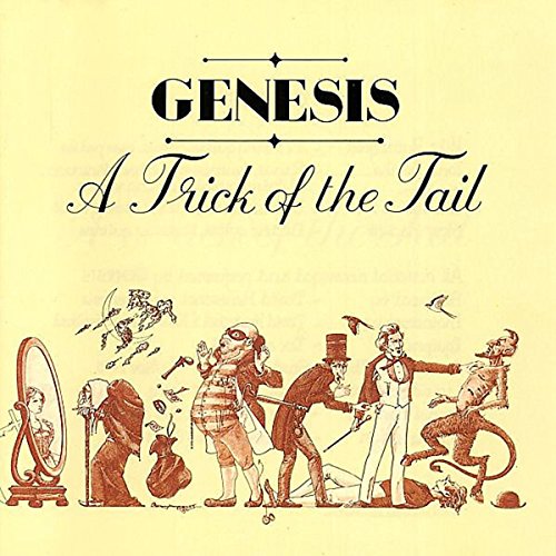 "Yellow vinyl record album cover with whimsical brown illustration and 'Genesis' text."