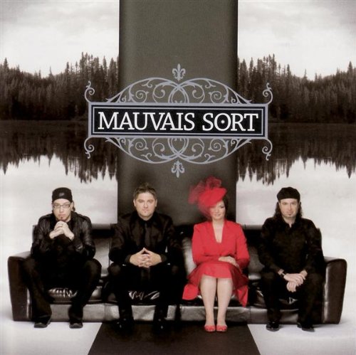 CD cover: four people seated before a dark, forested landscape.