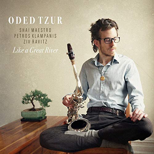 CD cover featuring Oded Tzur with a saxophone and small bonsai tree.