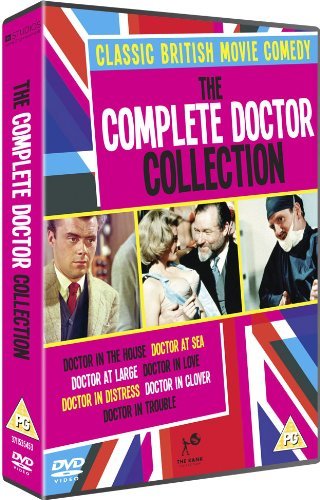 DVD case for The Complete Doctor Collection featuring film stills and Union Jack graphics.