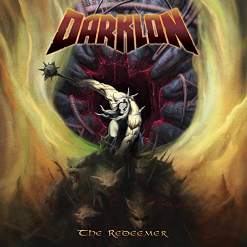 Darklon album cover: muscular figure emerging from a swirling, dark vortex.