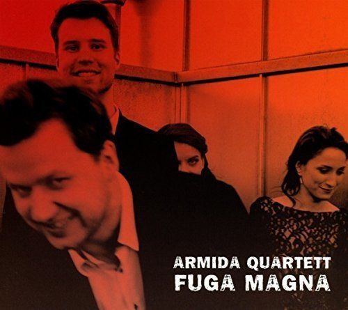 "CD cover with four musicians and title 'Armida Quartett Fuga Magna' in white text."
