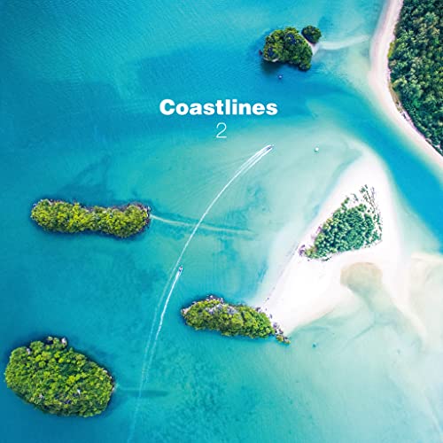 Aerial view of turquoise water, islands, and the album title "Coastlines 2".
