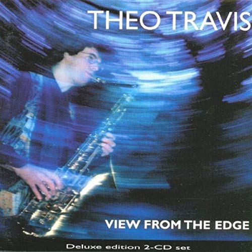 Album cover: Theo Travis playing saxophone with blue swirling background.