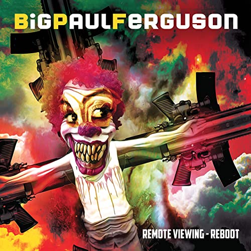 Album cover featuring a menacing clown with guns against a fiery background.