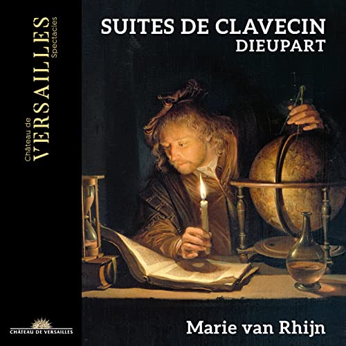 CD cover: portrait of a man with a globe and scientific tools.