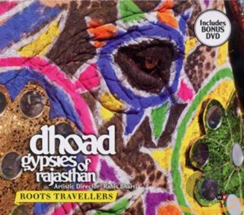 CD cover with colorful, patterned elephant artwork and text "dhoad gypsies of rajasthan".