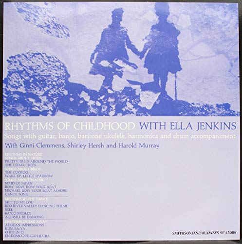 Vinyl record cover for Ella Jenkins’ “Rhythms Of Childhood” with silhouetted figures.