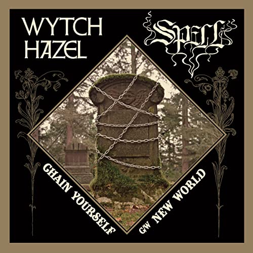 Wytch Hazel album cover: a chained gravestone in a cemetery.