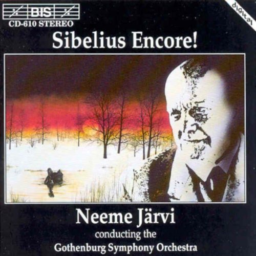 CD cover featuring Jean Sibelius’ portrait over a winter landscape.