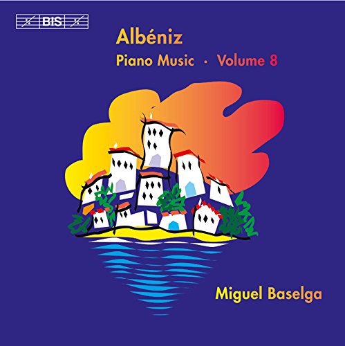 "CD cover with a colorful village illustration on a blue background."