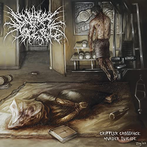 CD cover: distressed figure, dark room, and scattered objects depicted in painting.