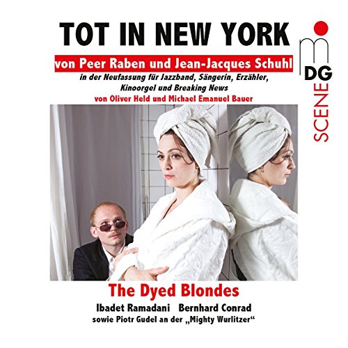 "Album cover with two women in towels and a man in sunglasses."