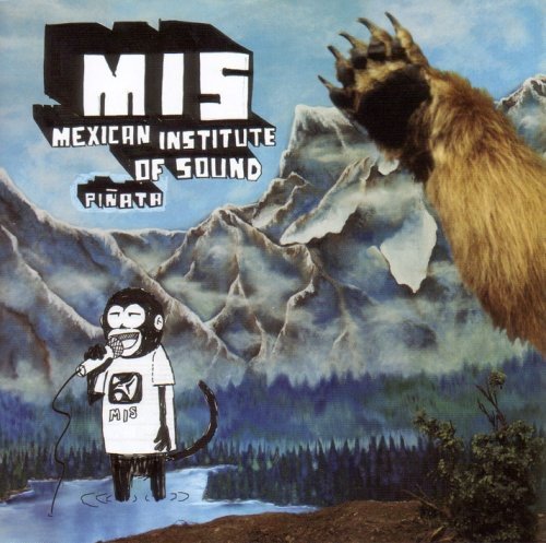 "Album cover featuring cartoon monkey and furry creature against mountainous landscape."