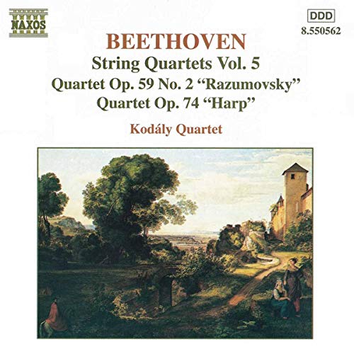CD cover for Beethoven string quartets performed by Kodály Quartet, landscape scene.