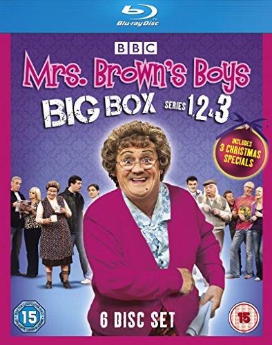 Blu-ray case cover with Mrs. Brown in pink, surrounded by cast members, on purple background.