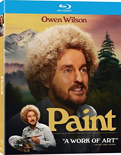 Blu-ray cover for "Paint" featuring Owen Wilson as Bob Ross.