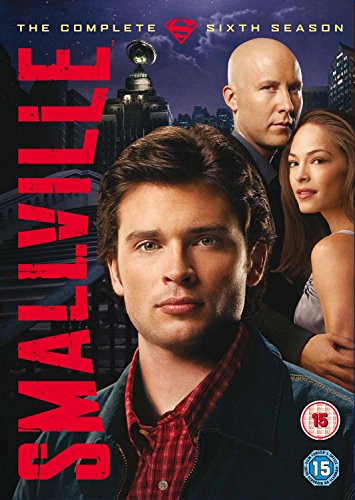 DVD cover for "Smallville" featuring three main characters against a city skyline.