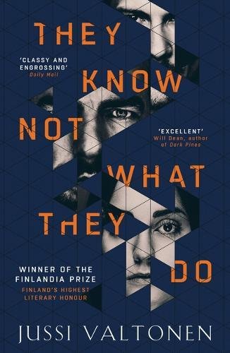 Blue book cover with orange text and fragmented black and white faces.