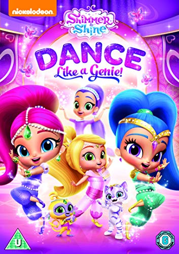 “Shimmer & Shine” DVD cover featuring three genie girls and animal friends.