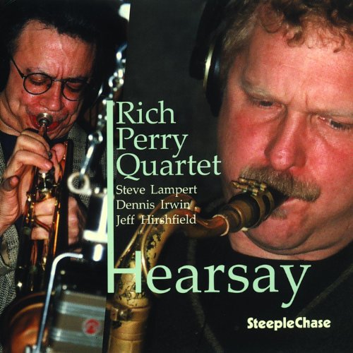 CD cover featuring two jazz musicians playing saxophones, titled "Hearsay".