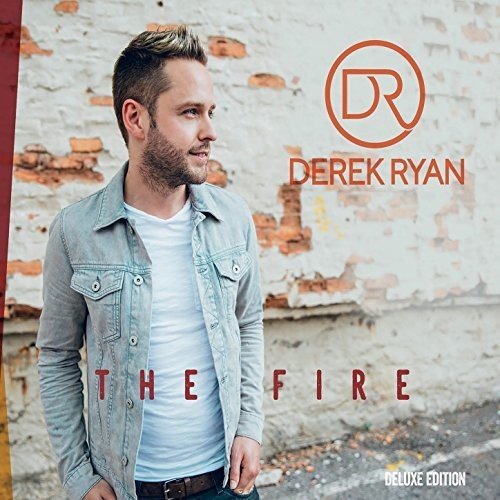 Man standing against a brick wall, album cover with title "The Fire" and artist name.