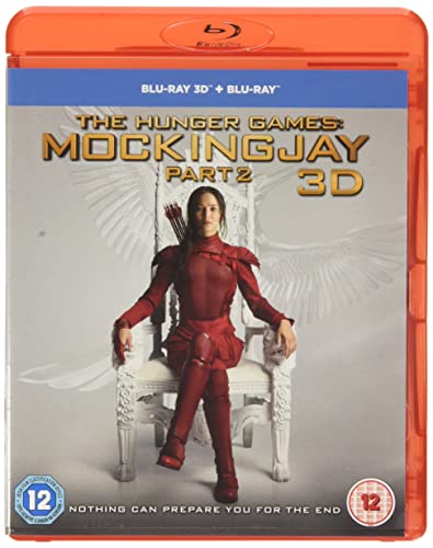 Blu-ray cover for "The Hunger Games: Mockingjay - Part 2" featuring Katniss.