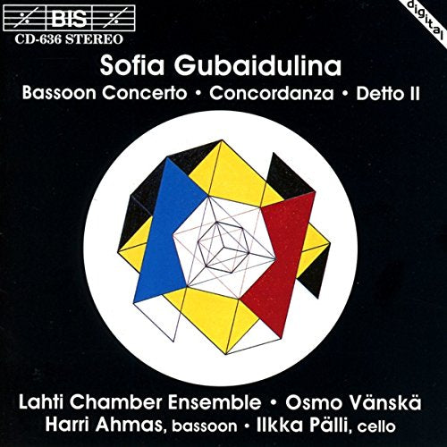 CD cover for Sofia Gubaidulina’s bassoon and cello works, abstract design.