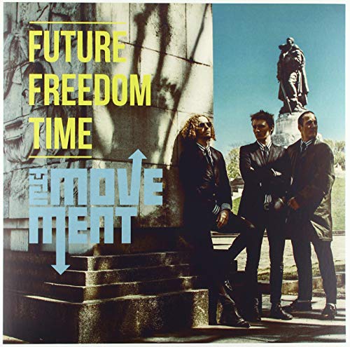 Album cover featuring three suited figures in front of a statue.