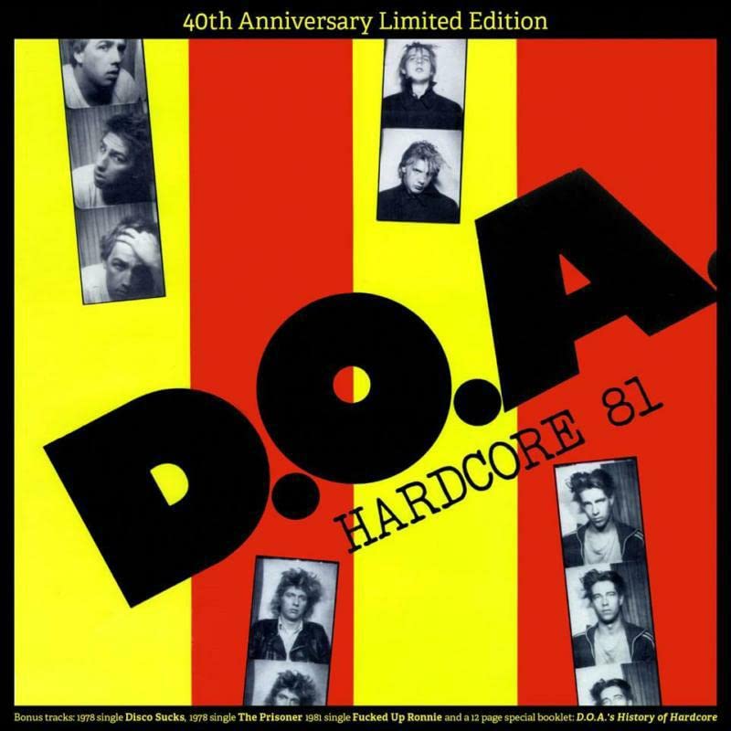 D.O.A. "Hardcore 81" album cover: black and yellow with band member portraits.