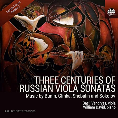 CD cover: abstract art depicting a viola player and musical notes.