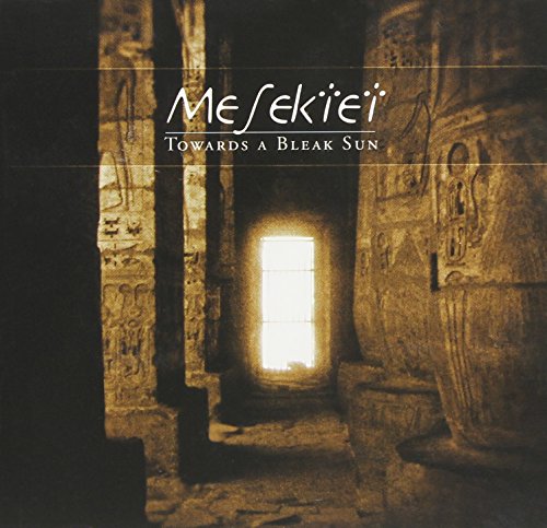 "Album cover with dimly lit stone corridor and bright window, featuring 'Mesektei' and 'Towards a Bleak Sun'."