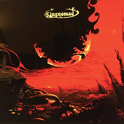 Red and black album cover with surreal, swirling landscape imagery.