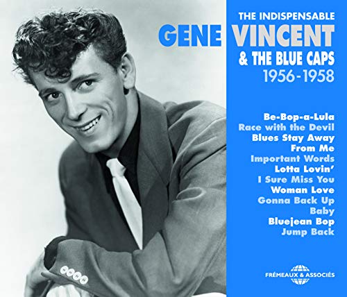 CD cover featuring Gene Vincent, black and white portrait, song list.