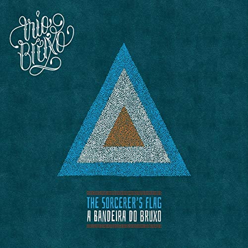 "Trio Bruxo album cover with blue triangle and text on teal background."