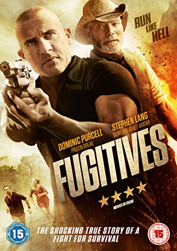 DVD cover for "Fugitives" featuring Dominic Purcell and Stephen Lang, action scene.