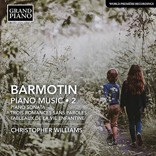 CD cover with composer’s name, children walking on a path, flowers.