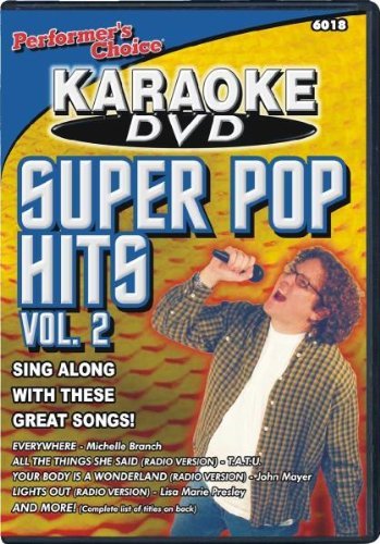 DVD cover for "Super Pop Hits Vol. 2" karaoke with a singer.