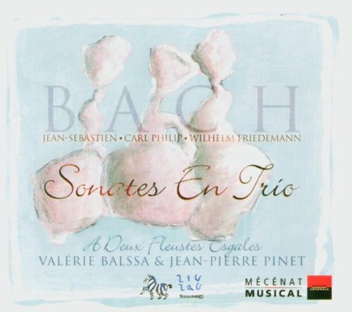 Alt text: A CD cover featuring a watercolor design with text "Bach" and "Sonates En Trio".