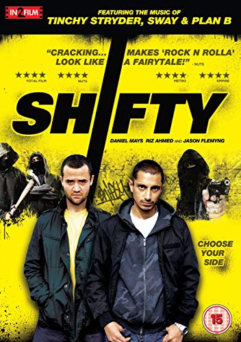 DVD cover for "Shifty" featuring two men and figures with weapons.