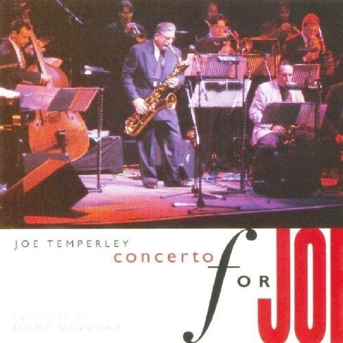 Joe Temperley playing saxophone with an orchestra on album cover.