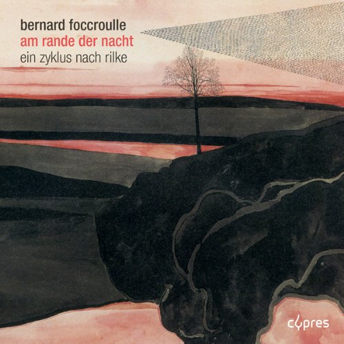 "CD cover featuring abstract landscape painting with a lone tree and pink hues."